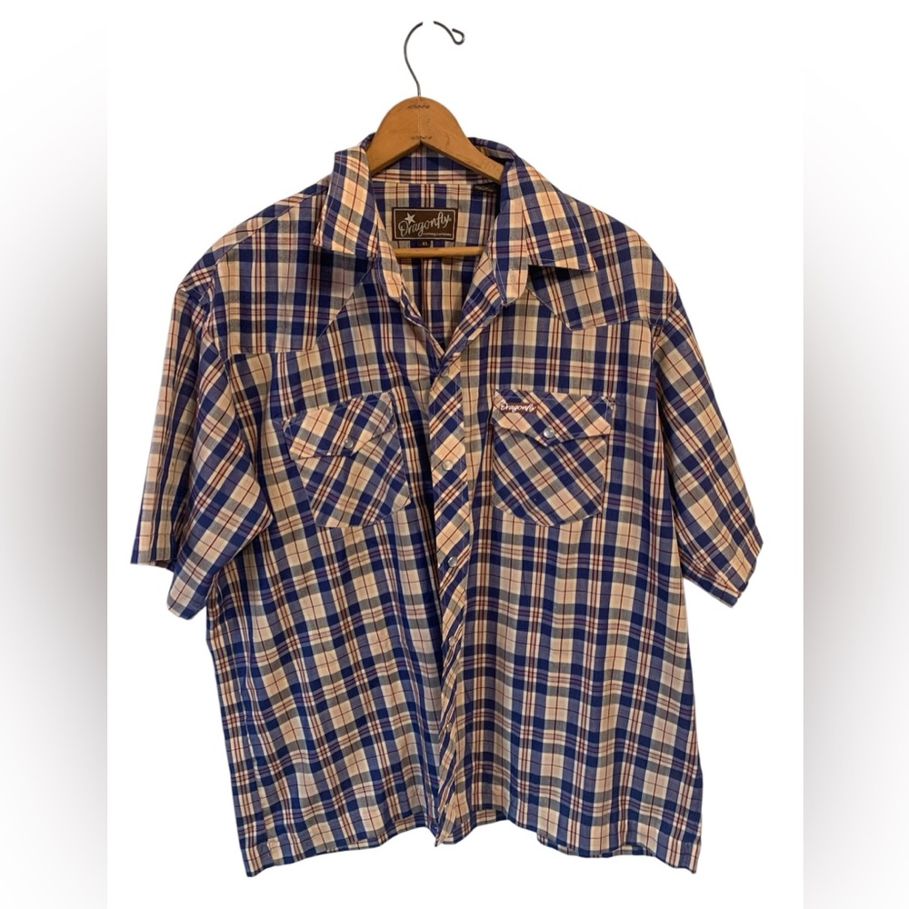 Dragonfly‎ Western Shirt Mens XL Button Up Short Sleeve Shirt Pearl Snap